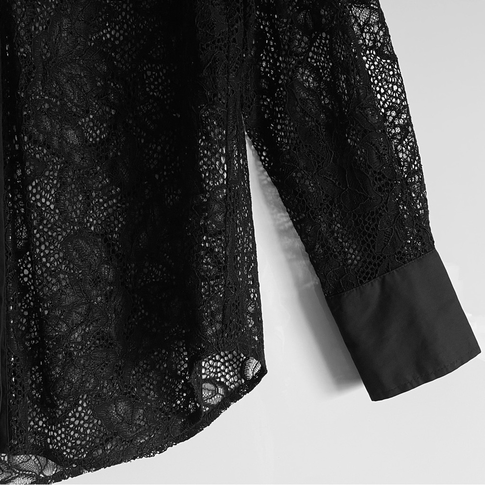 Soaked Nylah Black Lace Button Down Blouse Size M EUC - Picture 8 of 16